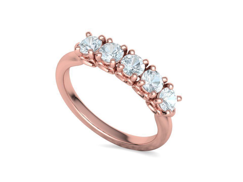 Eternity Ring 5 Stone Band 4mm stones 3dmodel  3D print model_25