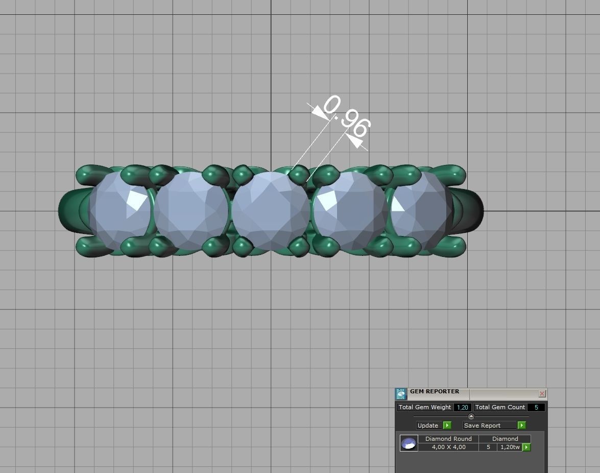 Eternity Ring 5 Stone Band 4mm stones 3dmodel  3D print model_13