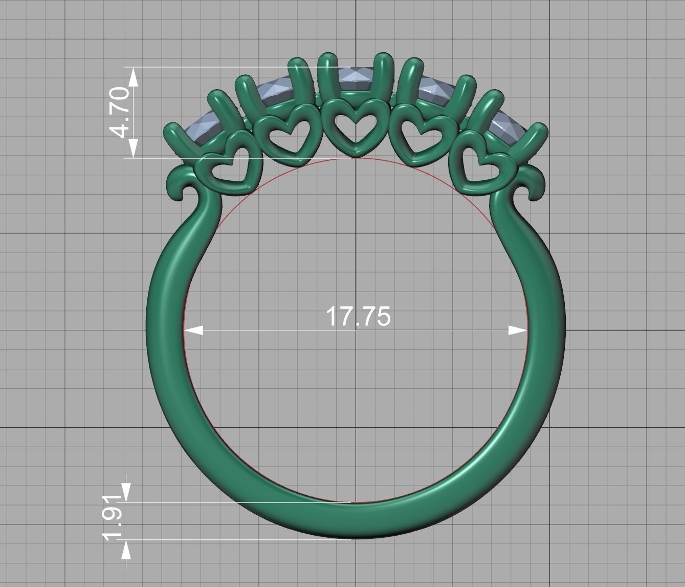 Eternity Ring 5 Stone Band 4mm stones 3dmodel  3D print model_15