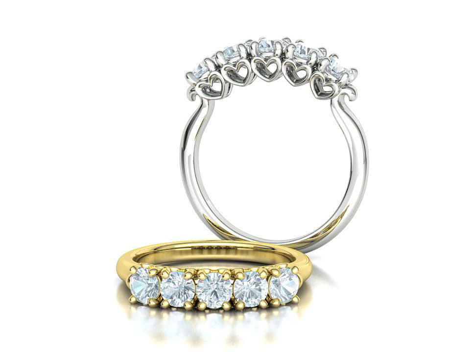 Eternity Ring 5 Stone Band 4mm stones 3dmodel  3D print model_1