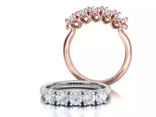 Eternity Ring 5 Stone Band 4mm stones 3dmodel  3D print model