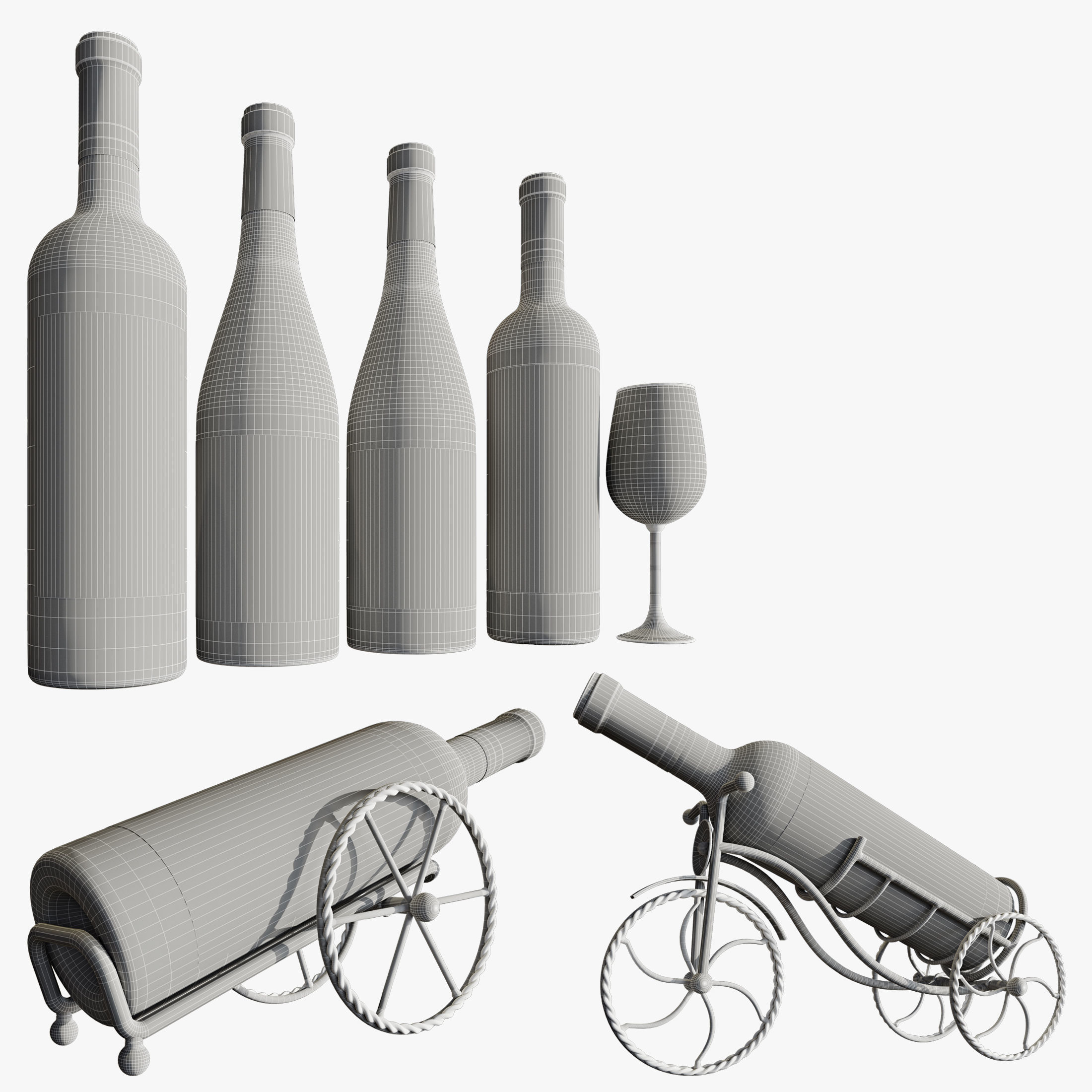 Wine bottle set 19 3D model_6