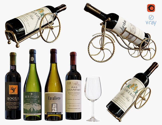 Wine bottle set 19 3D model