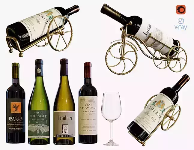 Wine bottle set 19 3D model