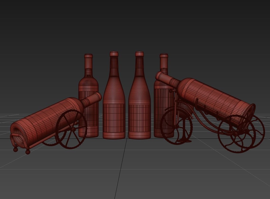 Wine bottle set 19 3D model_8
