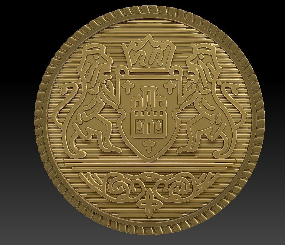  Button  with Ancient  Motif for 3D Print 3D print model_7