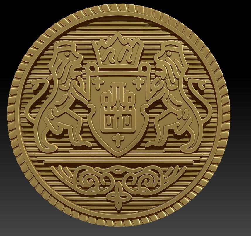  Button  with Ancient  Motif for 3D Print 3D print model_8