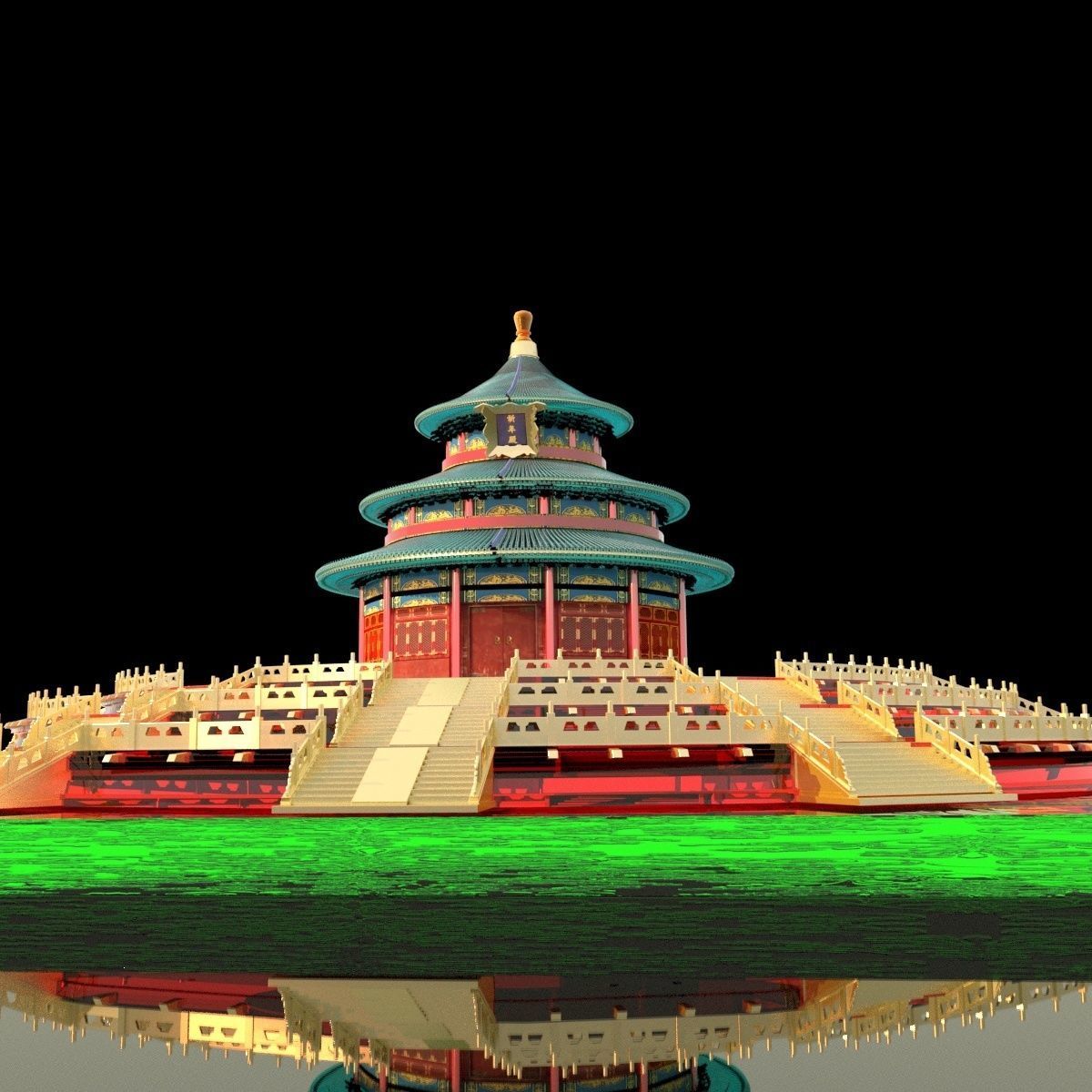 Chinese palace temple 3D model_5