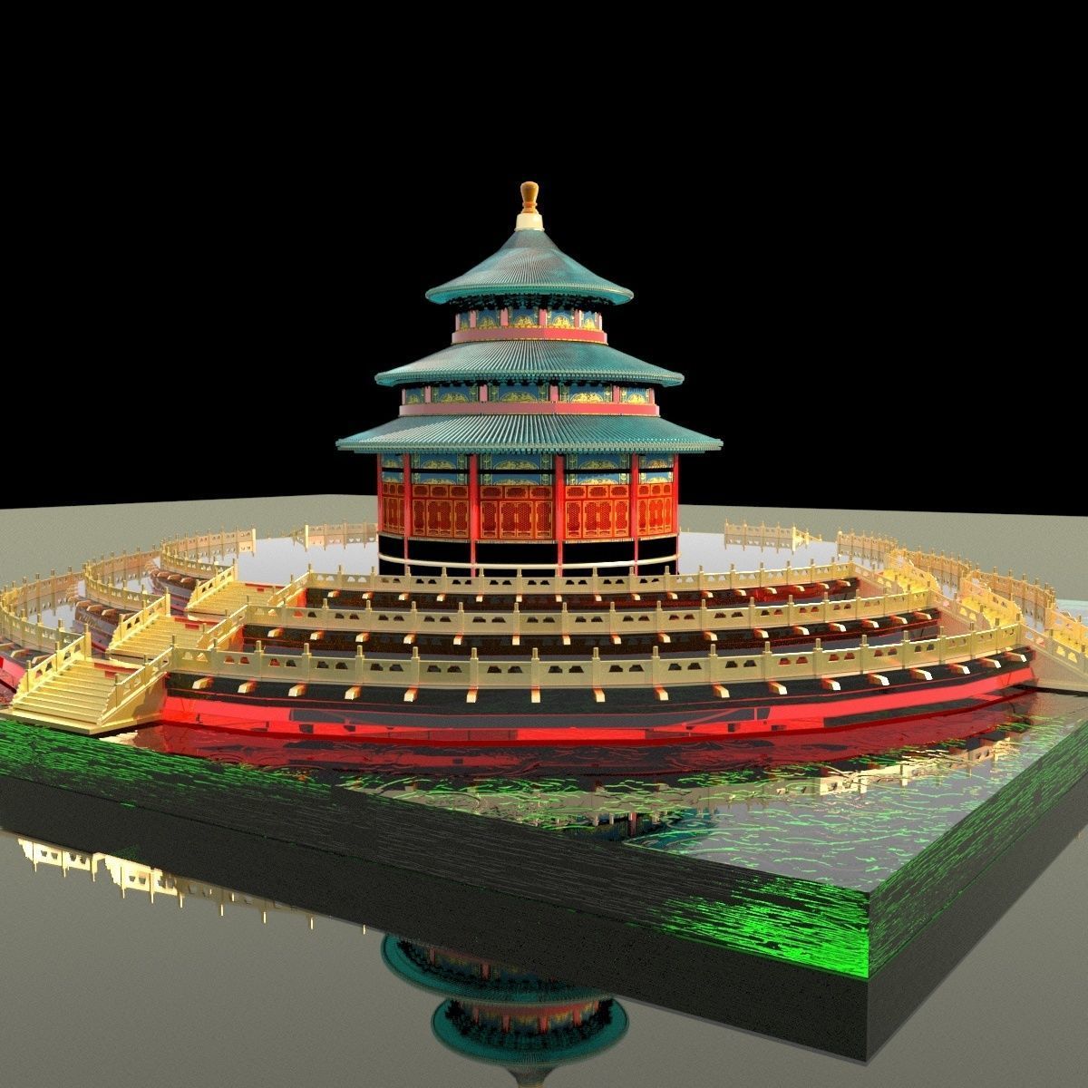 Chinese palace temple 3D model_4