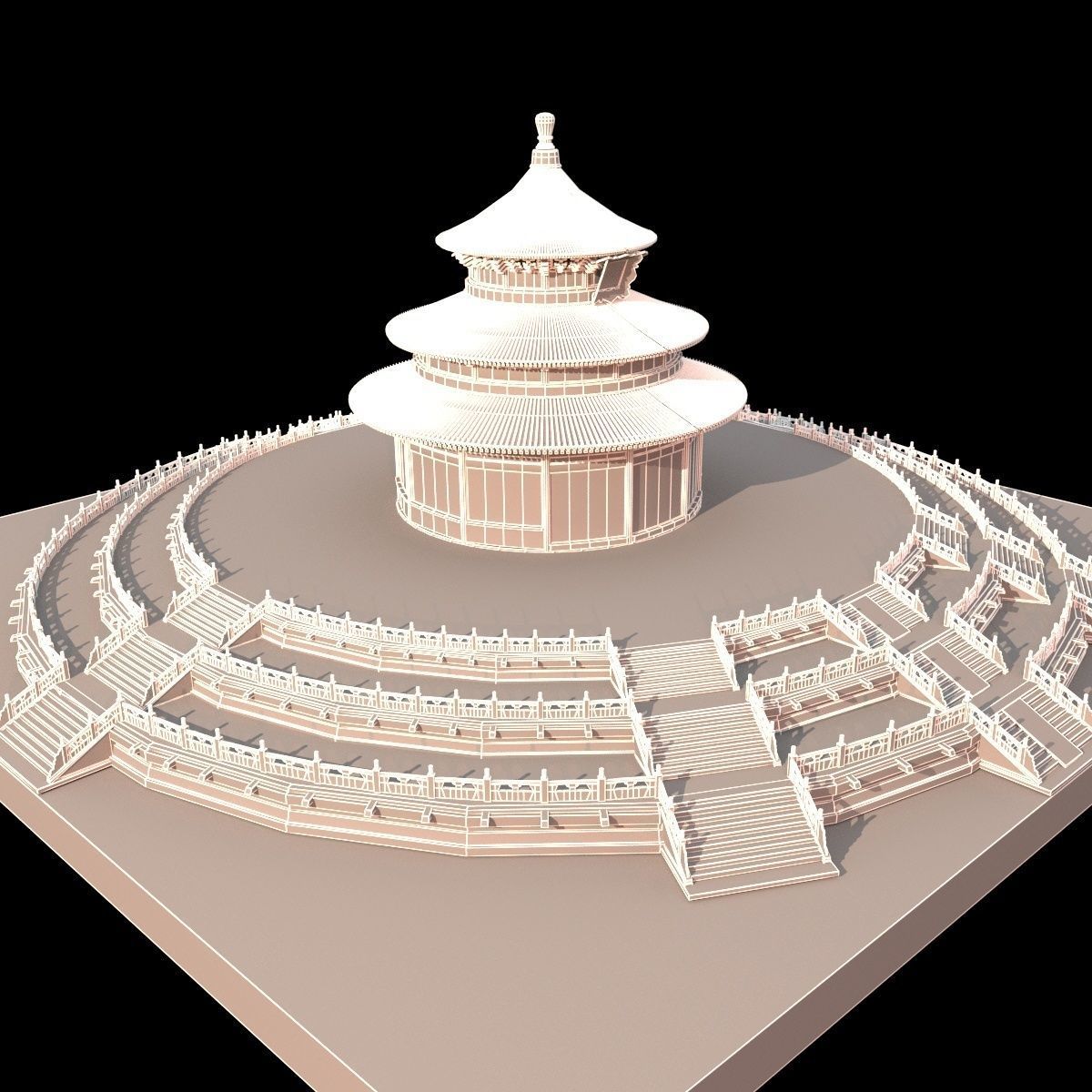 Chinese palace temple 3D model_8