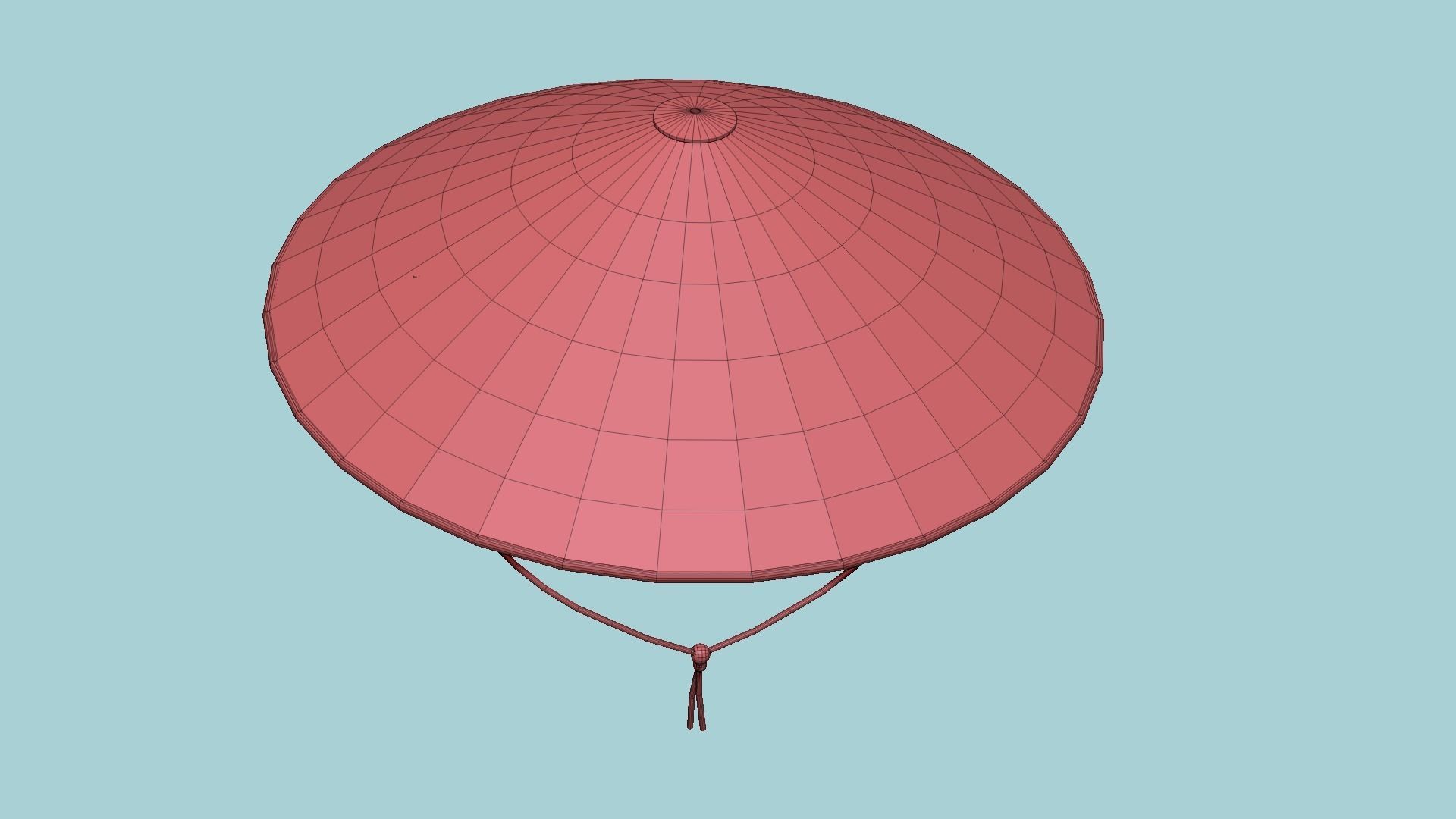 Asian Hat 06 Straw Red - Character Design Fashion Low-poly 3D model_13