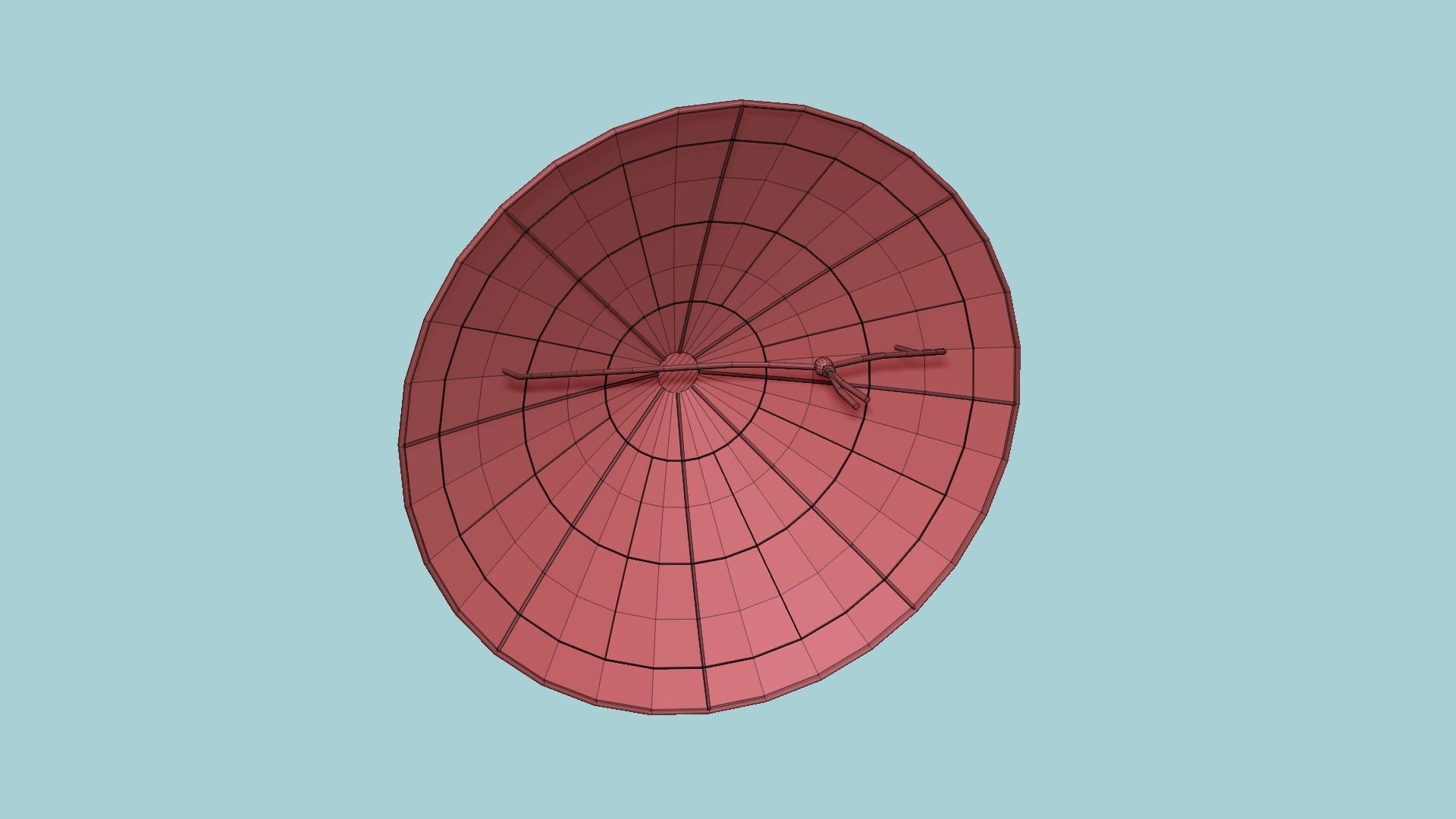 Asian Hat 06 Straw Red - Character Design Fashion Low-poly 3D model_14