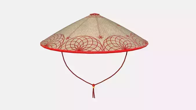 Asian Hat 06 Straw Red - Character Design Fashion Low-poly 3D model