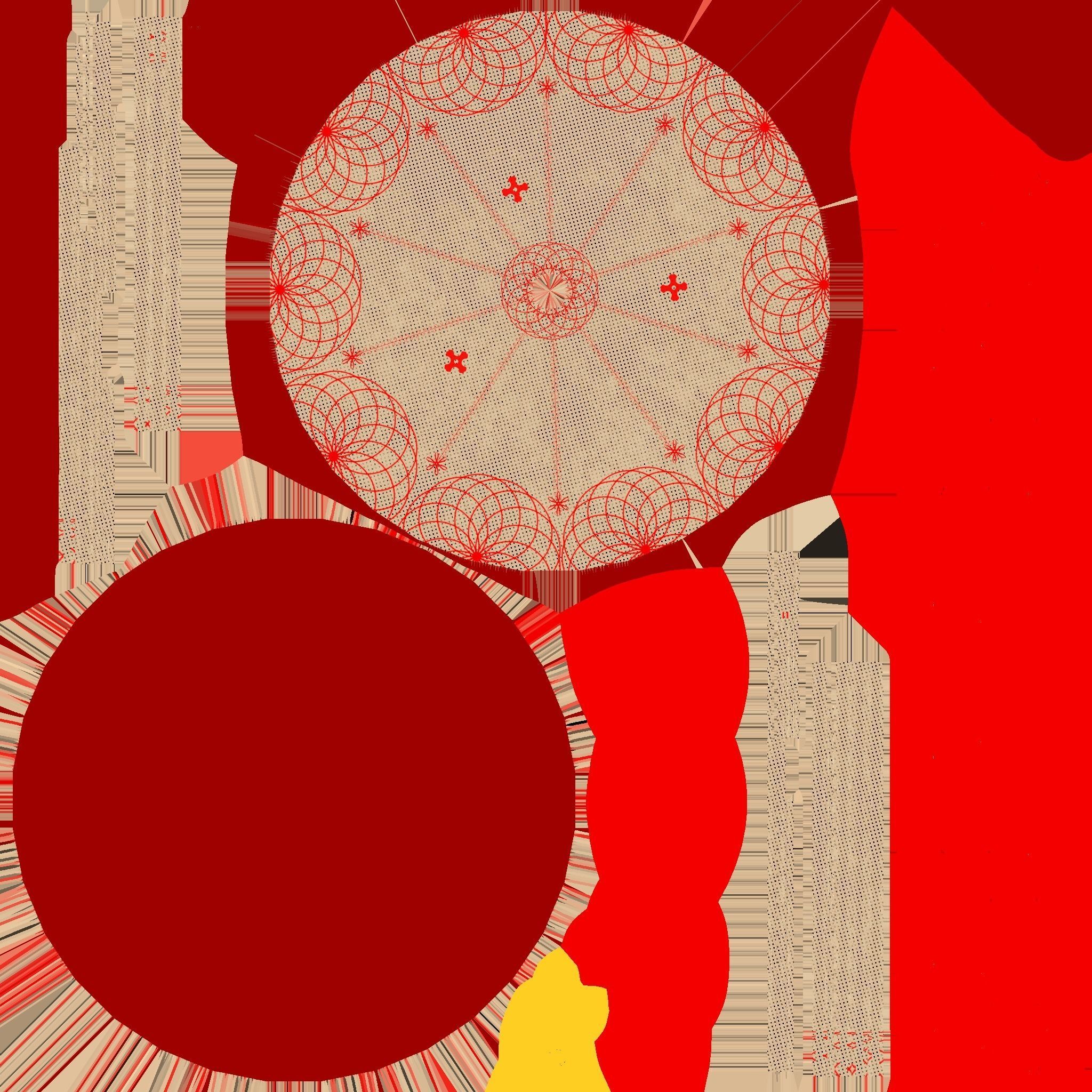 Asian Hat 06 Straw Red - Character Design Fashion Low-poly 3D model_17