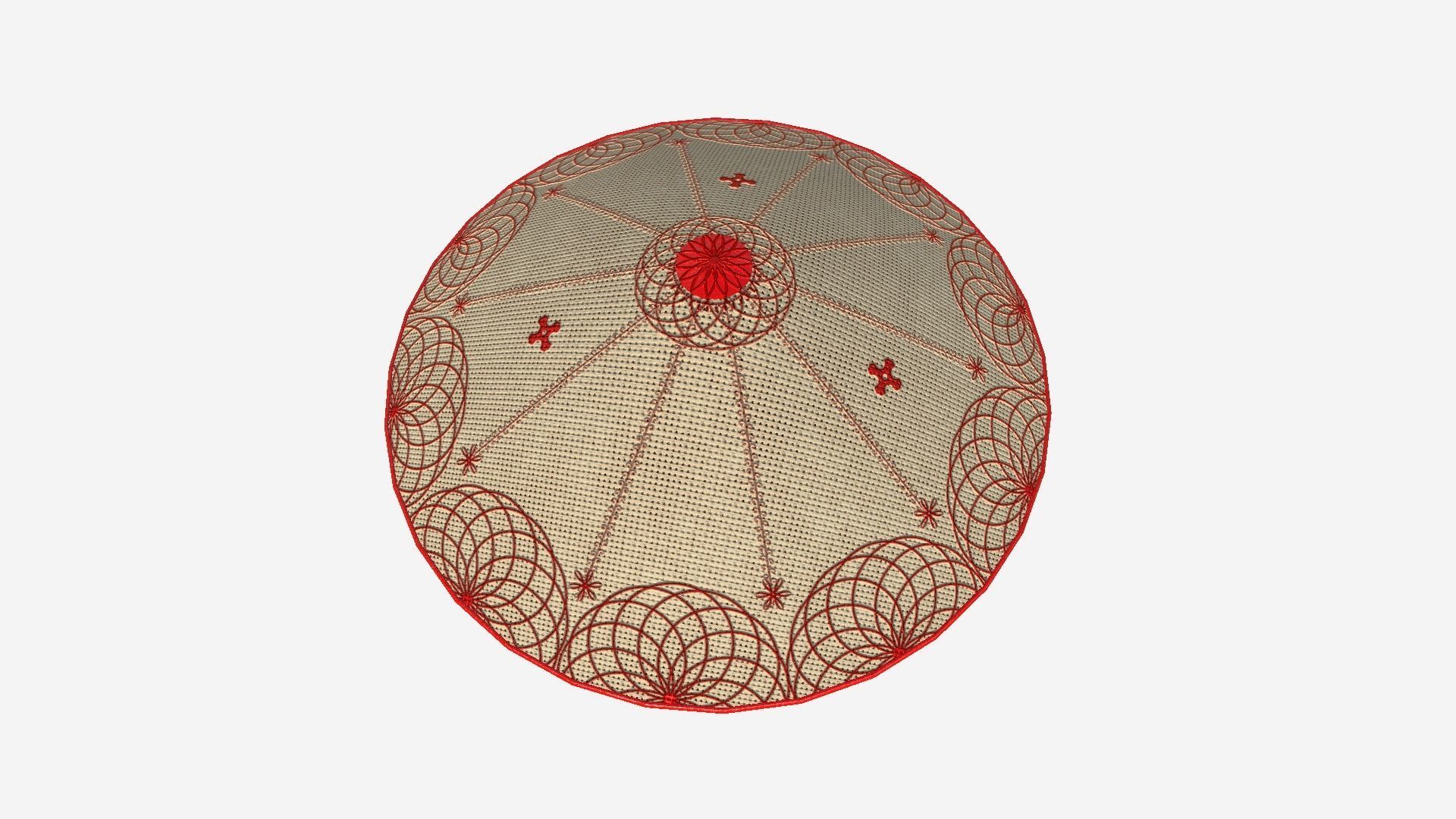 Asian Hat 06 Straw Red - Character Design Fashion Low-poly 3D model_1