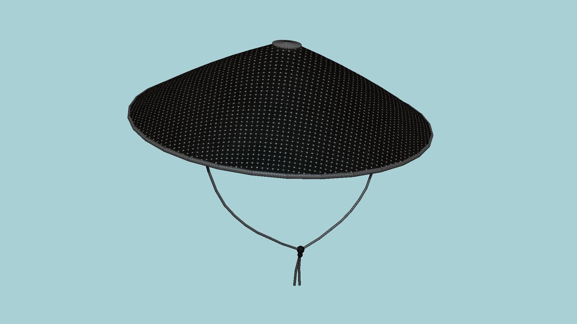 Asian Hat 07 Black - Character Design Fashion Low-poly 3D model_6