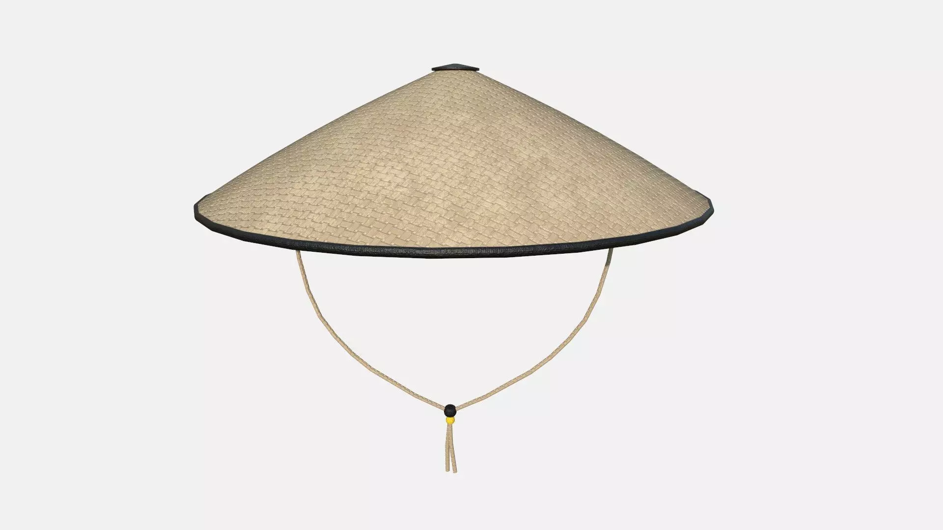 Asian Hat 09 Straw Black - Character Design Fashion Low-poly 3D model_0