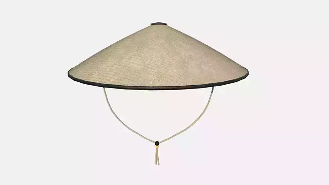 Asian Hat 09 Straw Black - Character Design Fashion Low-poly 3D model