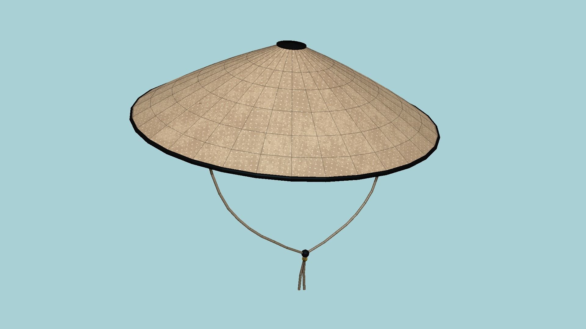 Asian Hat 09 Straw Black - Character Design Fashion Low-poly 3D model_6