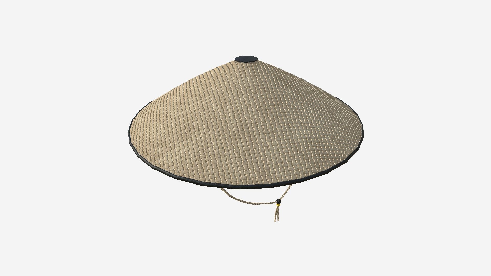 Asian Hat 09 Straw Black - Character Design Fashion Low-poly 3D model_4