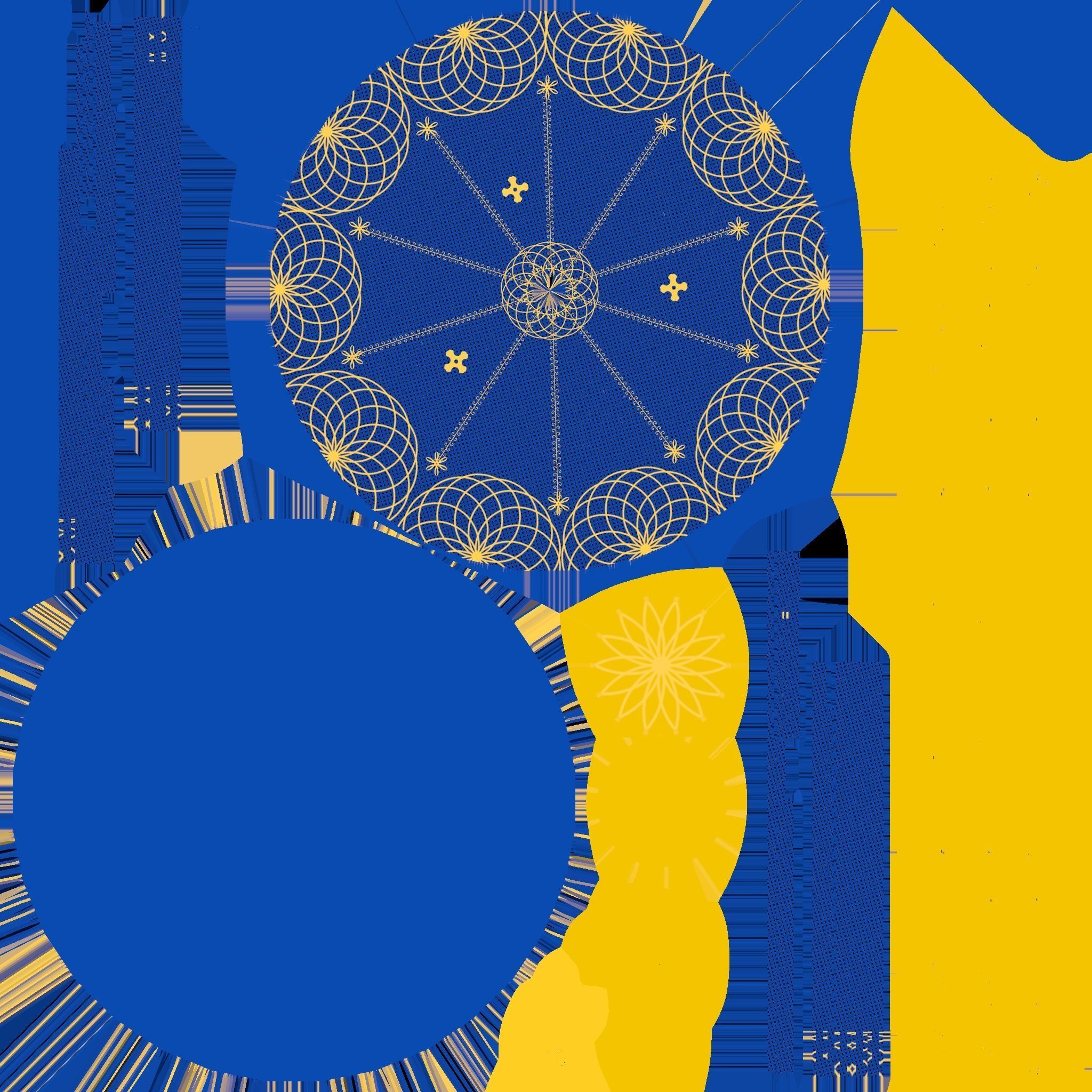 Asian Hat 10 Blue Gold - Character Design Fashion Low-poly 3D model_17