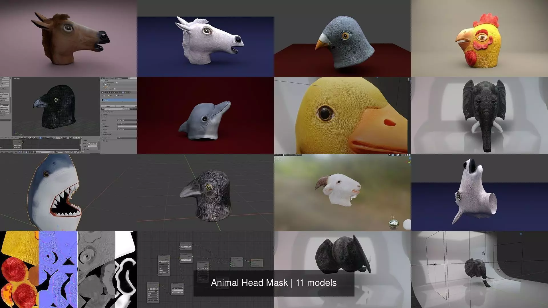 Animal Head Mask 3D Model Collection_0