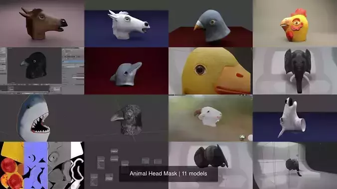 Animal Head Mask 3D Model Collection
