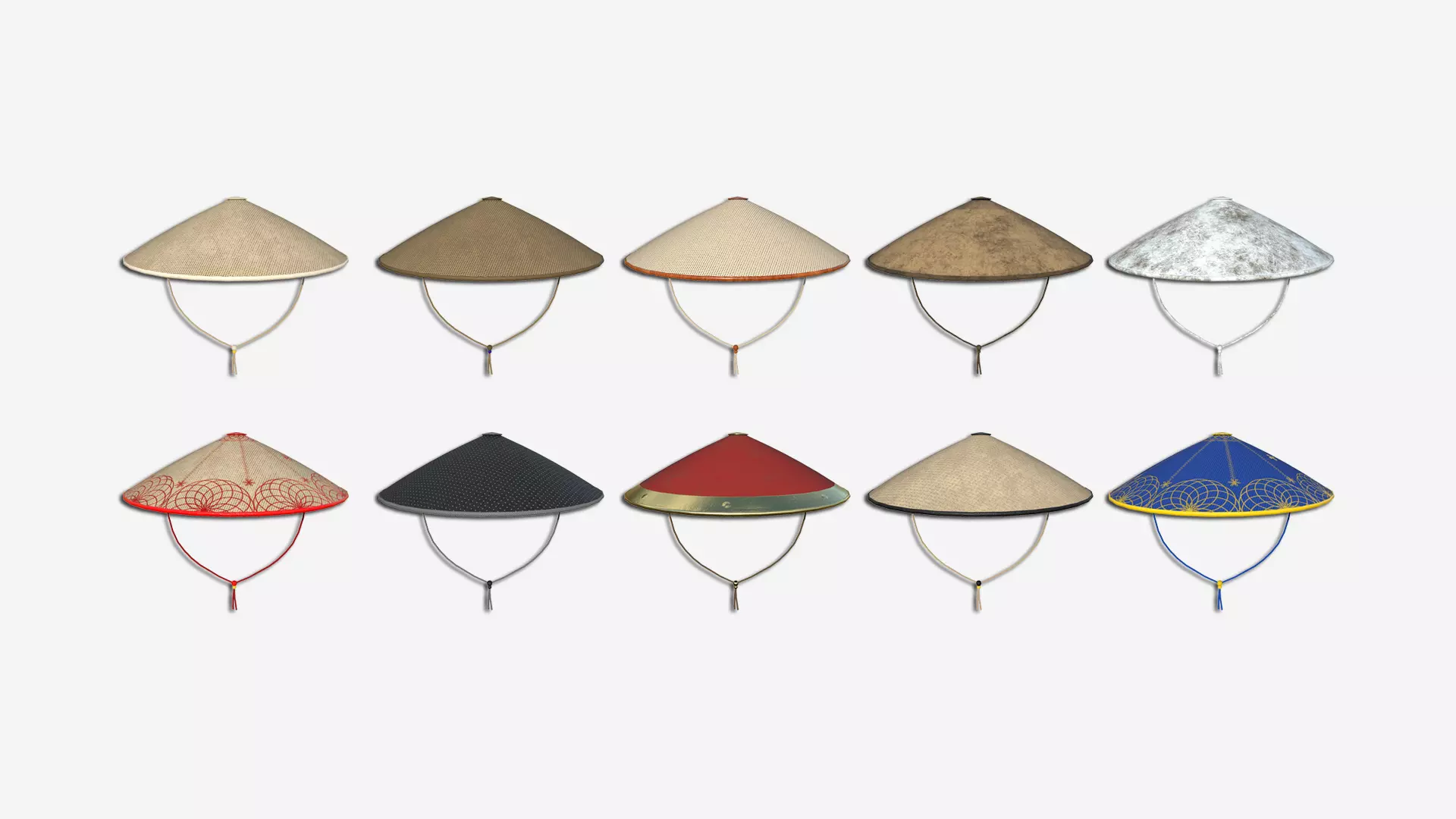 10 Asian Hats - Character Design Fashion 3D Model Collection_0