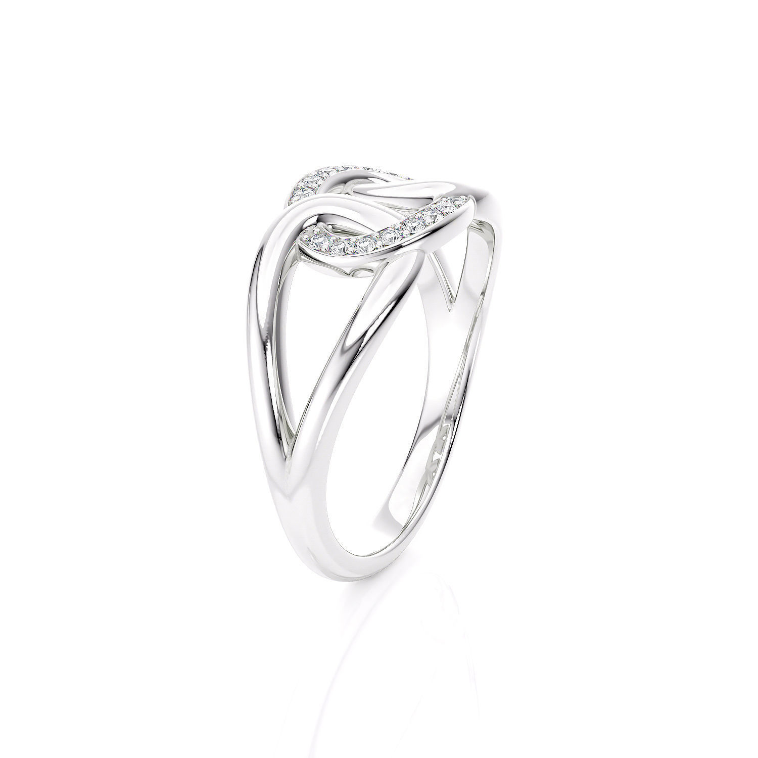 Fashion chain ring with stones printable model 3D print model_6