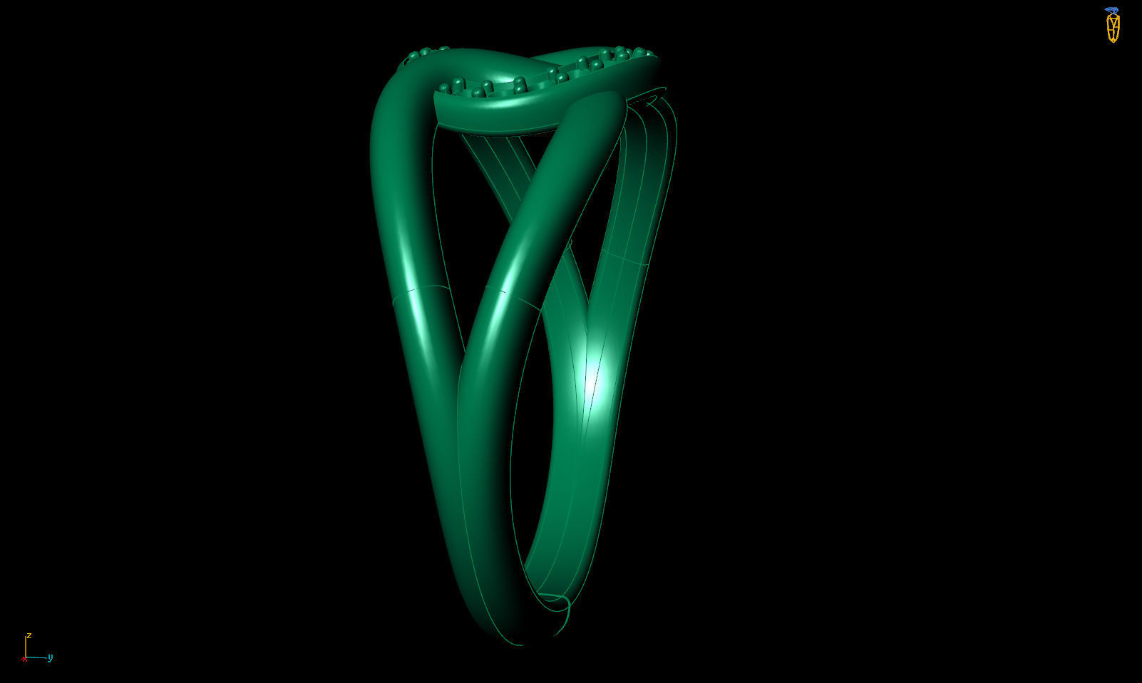 Fashion chain ring with stones printable model 3D print model_16