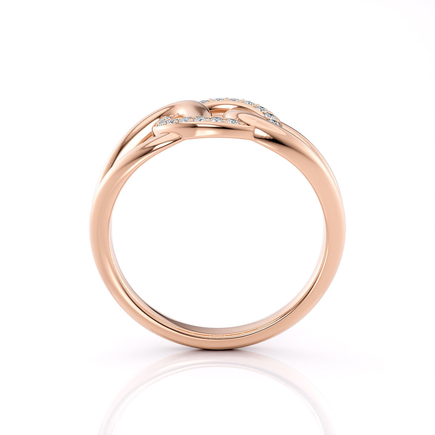 Fashion chain ring with stones printable model 3D print model_4