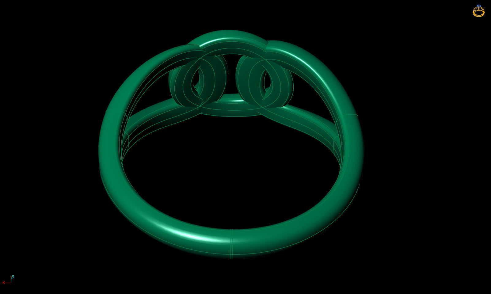 Fashion chain ring with stones printable model 3D print model_14