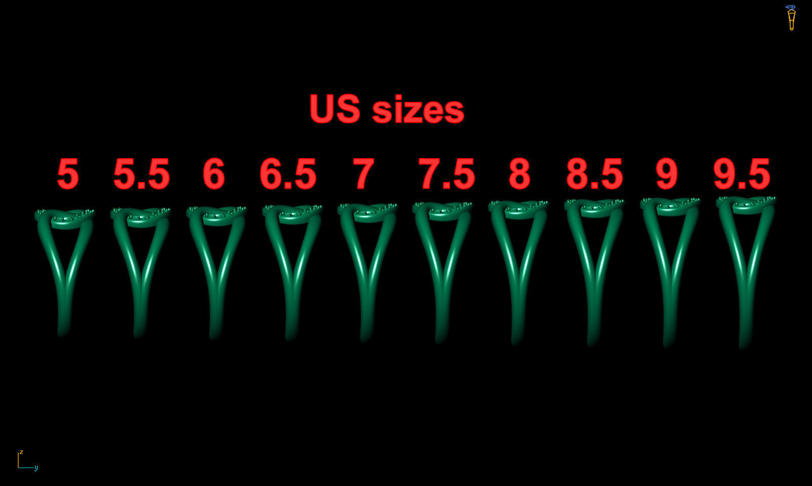 Fashion chain ring with stones printable model 3D print model_18