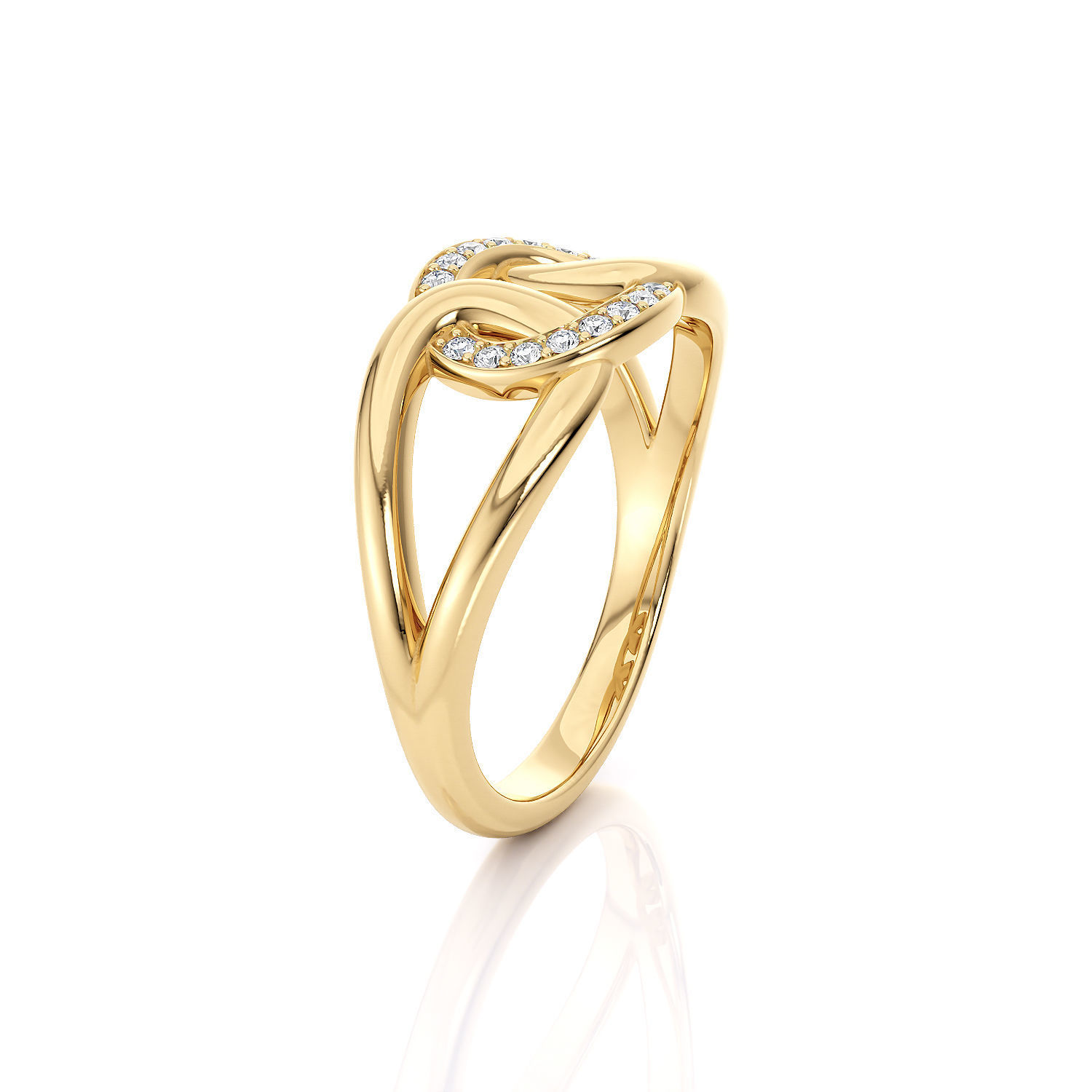 Fashion chain ring with stones printable model 3D print model_9