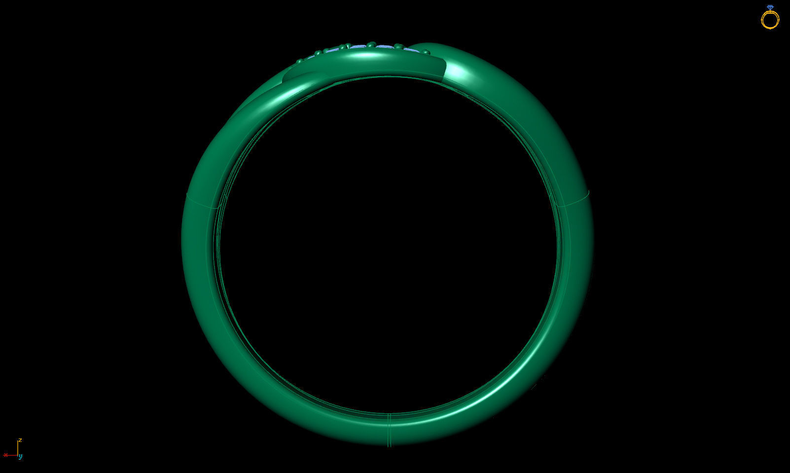 Fashion chain ring with stones printable model 3D print model_13