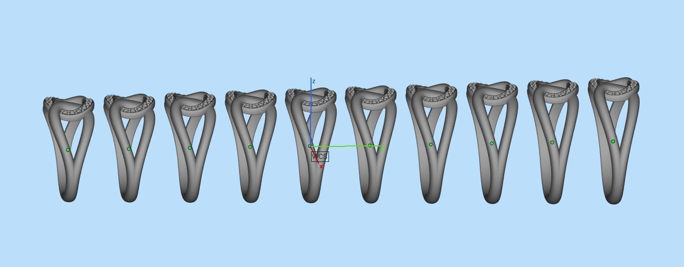 Fashion chain ring with stones printable model 3D print model_19