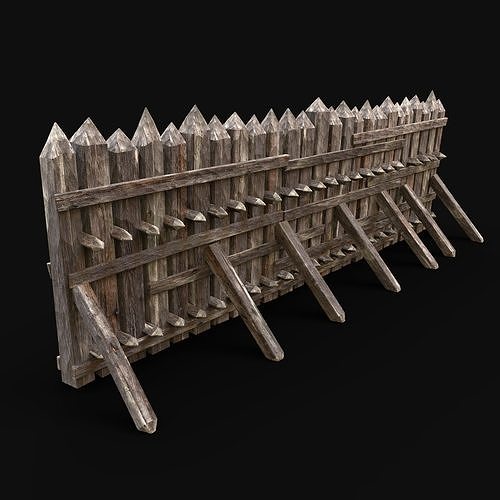 HEAVY WOODEN PALISADE WALLS MEDIEVAL FANTASY FENCE AAA Low-poly 3D model