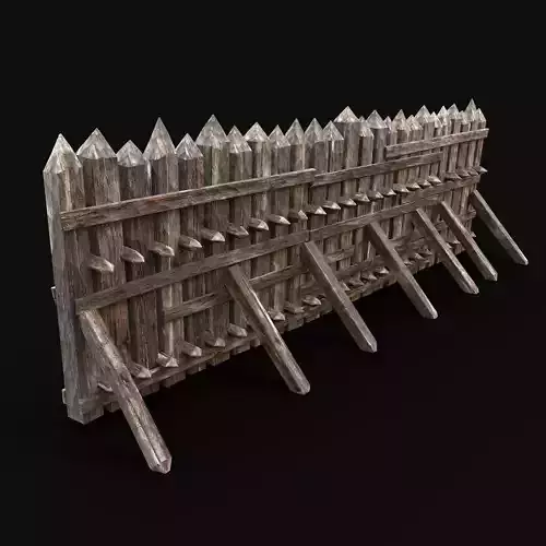 HEAVY WOODEN PALISADE WALLS MEDIEVAL FANTASY FENCE AAA Low-poly 3D model
