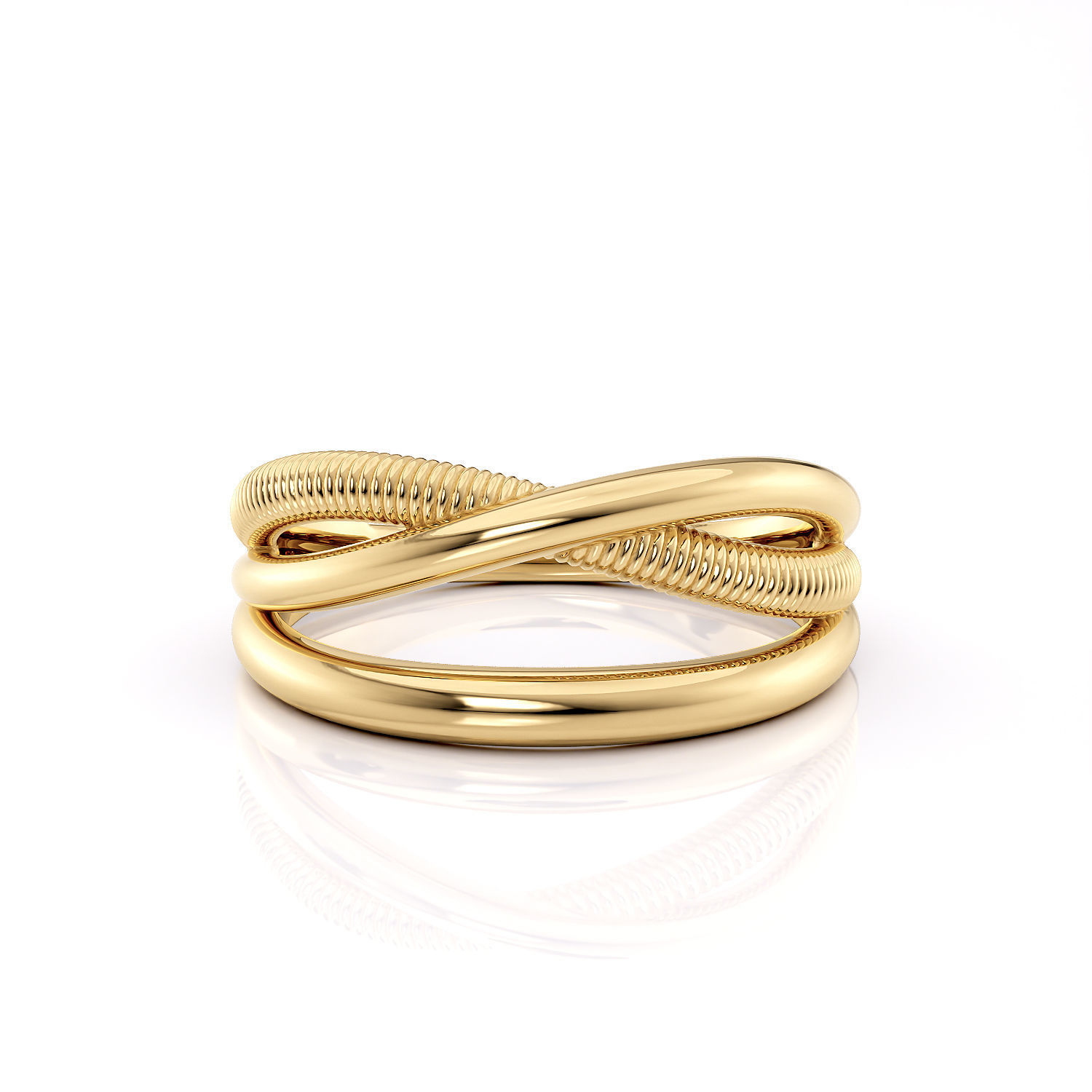 Fashion weaving 3 row ring R 0319 printable model 3D print model_8