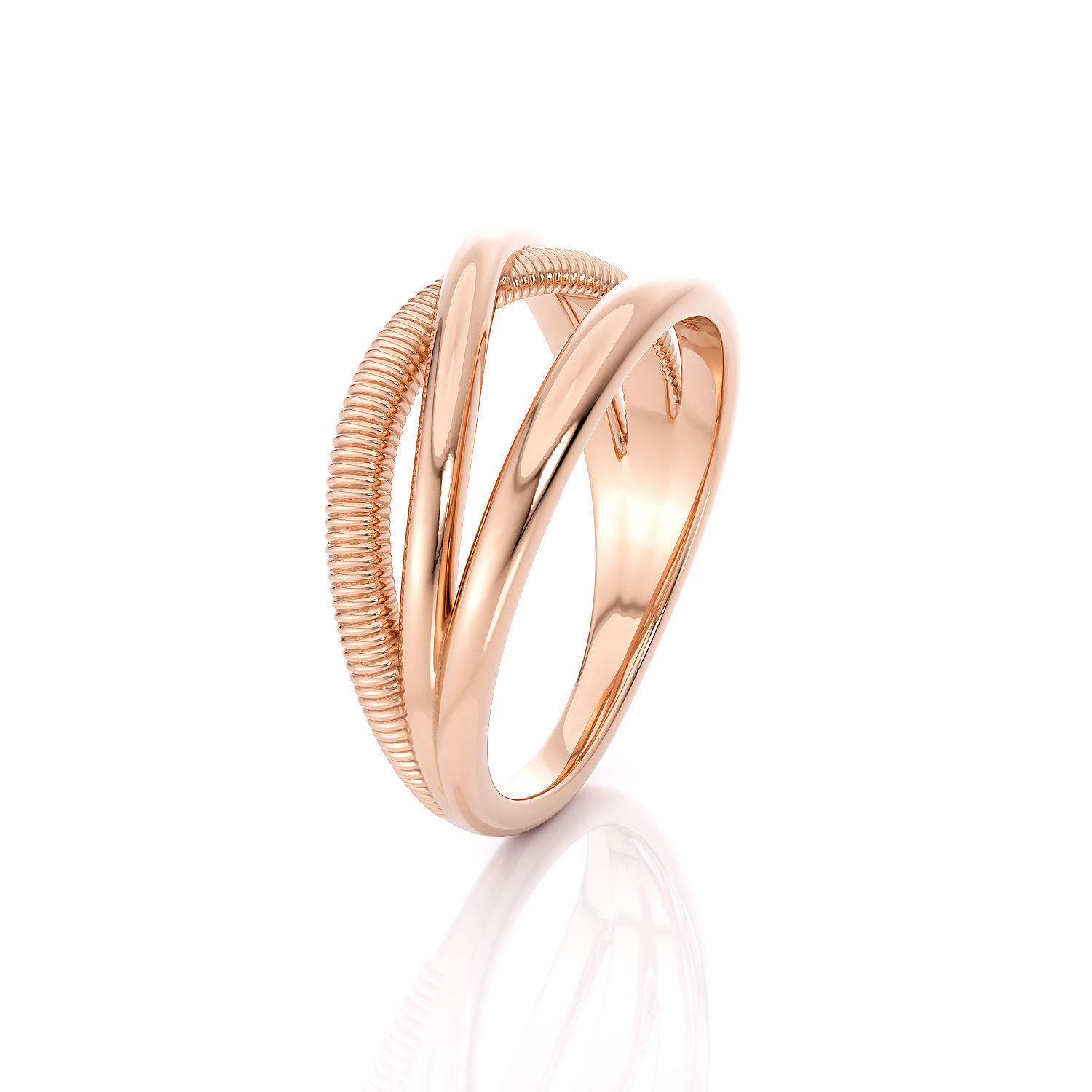 Fashion weaving 3 row ring R 0319 printable model 3D print model_3