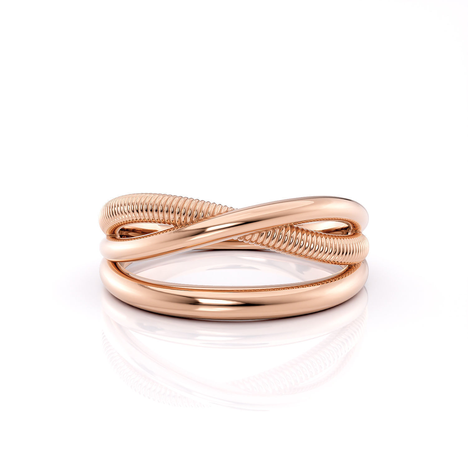 Fashion weaving 3 row ring R 0319 printable model 3D print model_2