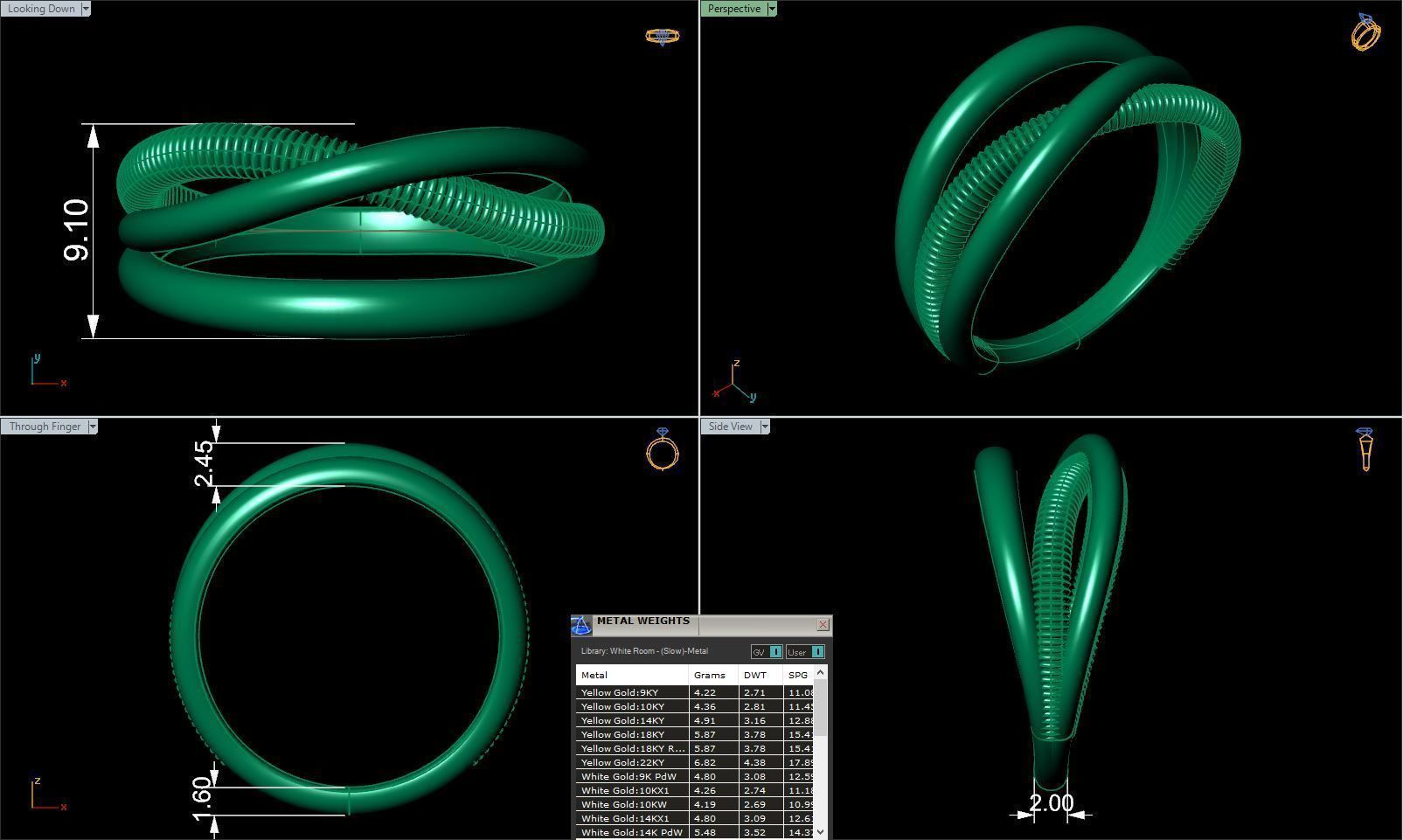 Fashion weaving 3 row ring R 0319 printable model 3D print model_1