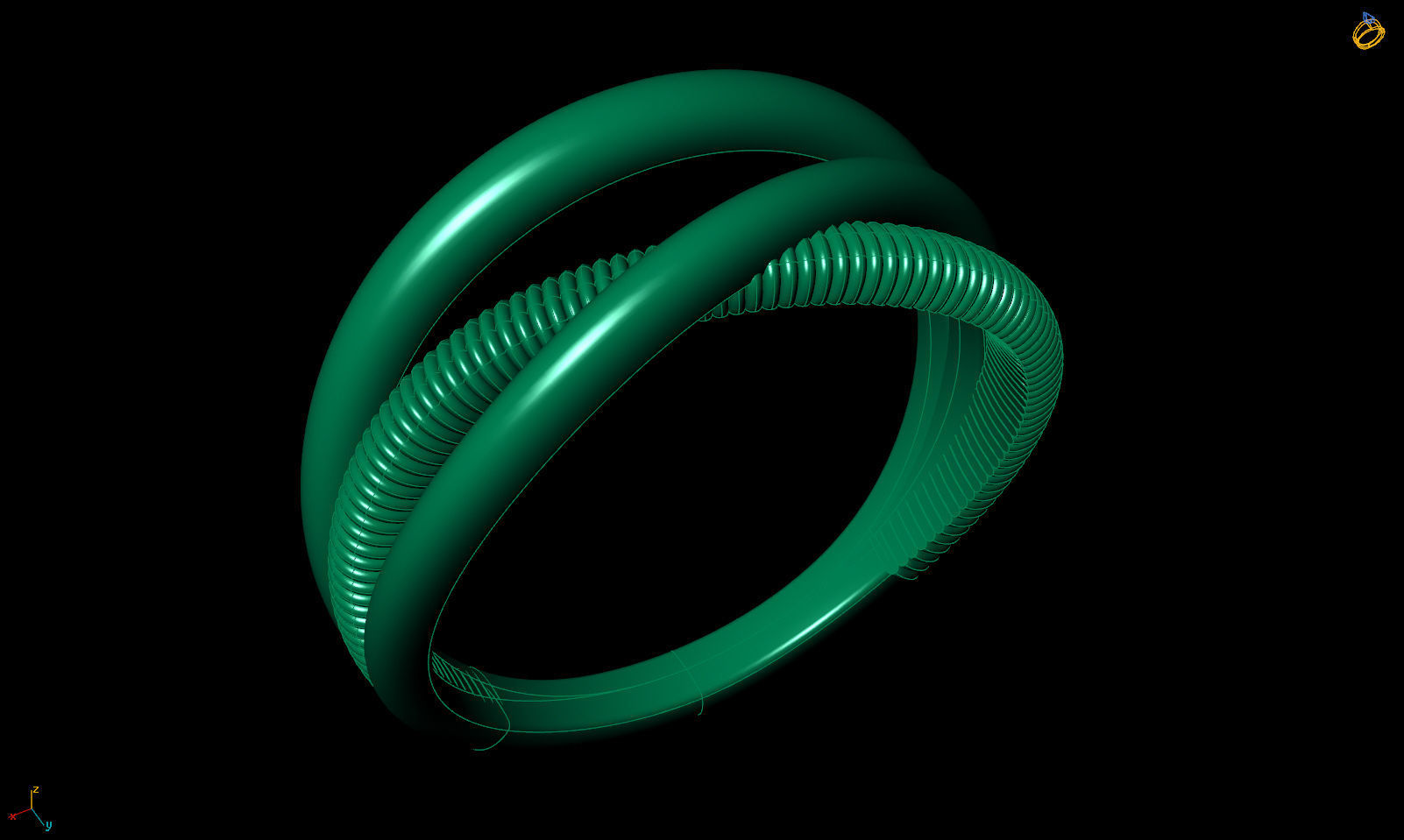 Fashion weaving 3 row ring R 0319 printable model 3D print model_11