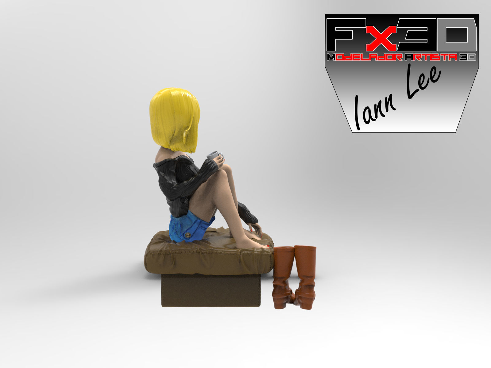 Dragon Ball Z Android C18 Relax 3D print model 3D print model_5
