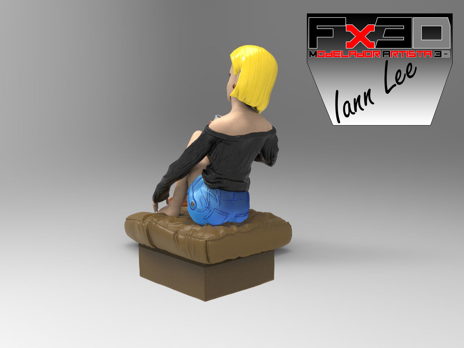 Dragon Ball Z Android C18 Relax 3D print model 3D print model_4