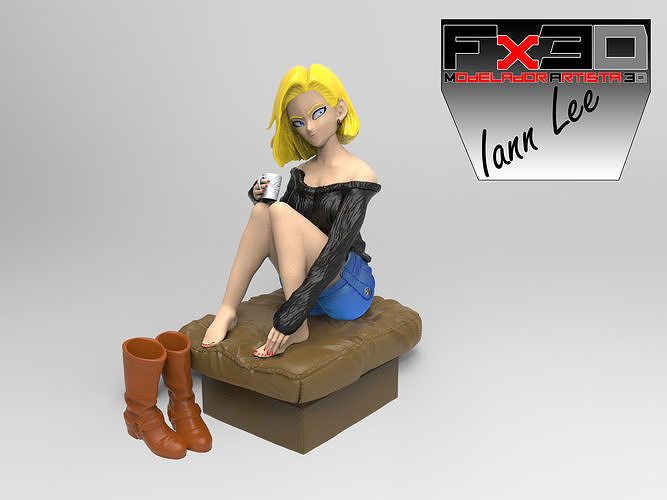 Dragon Ball Z Android C18 Relax 3D print model 3D print model