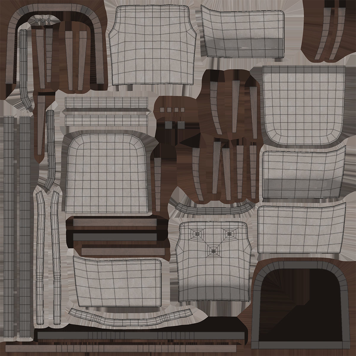 Modern armchair Low-poly 3D model_16