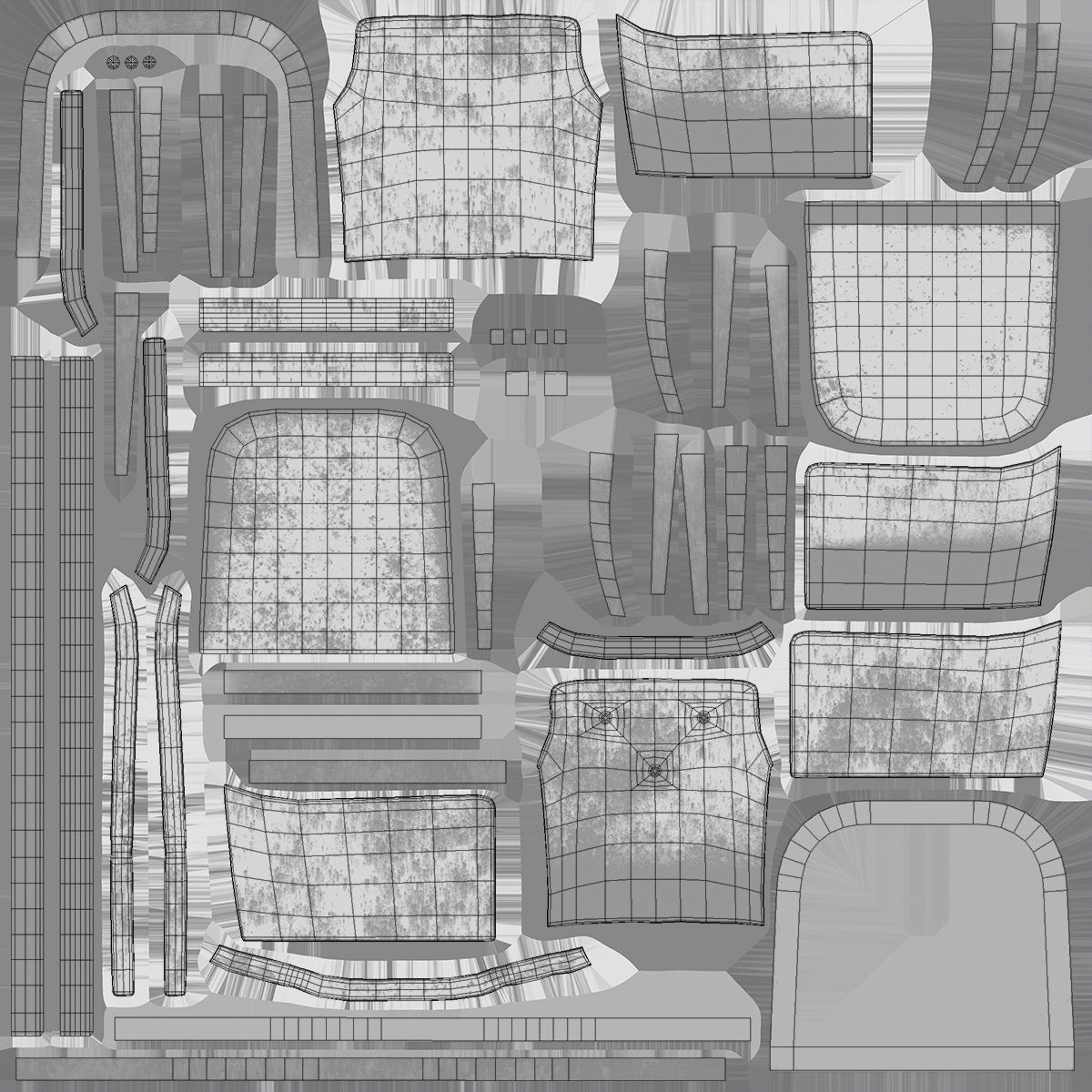 Modern armchair Low-poly 3D model_17