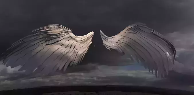 Angel wings Long with UVs 3D model