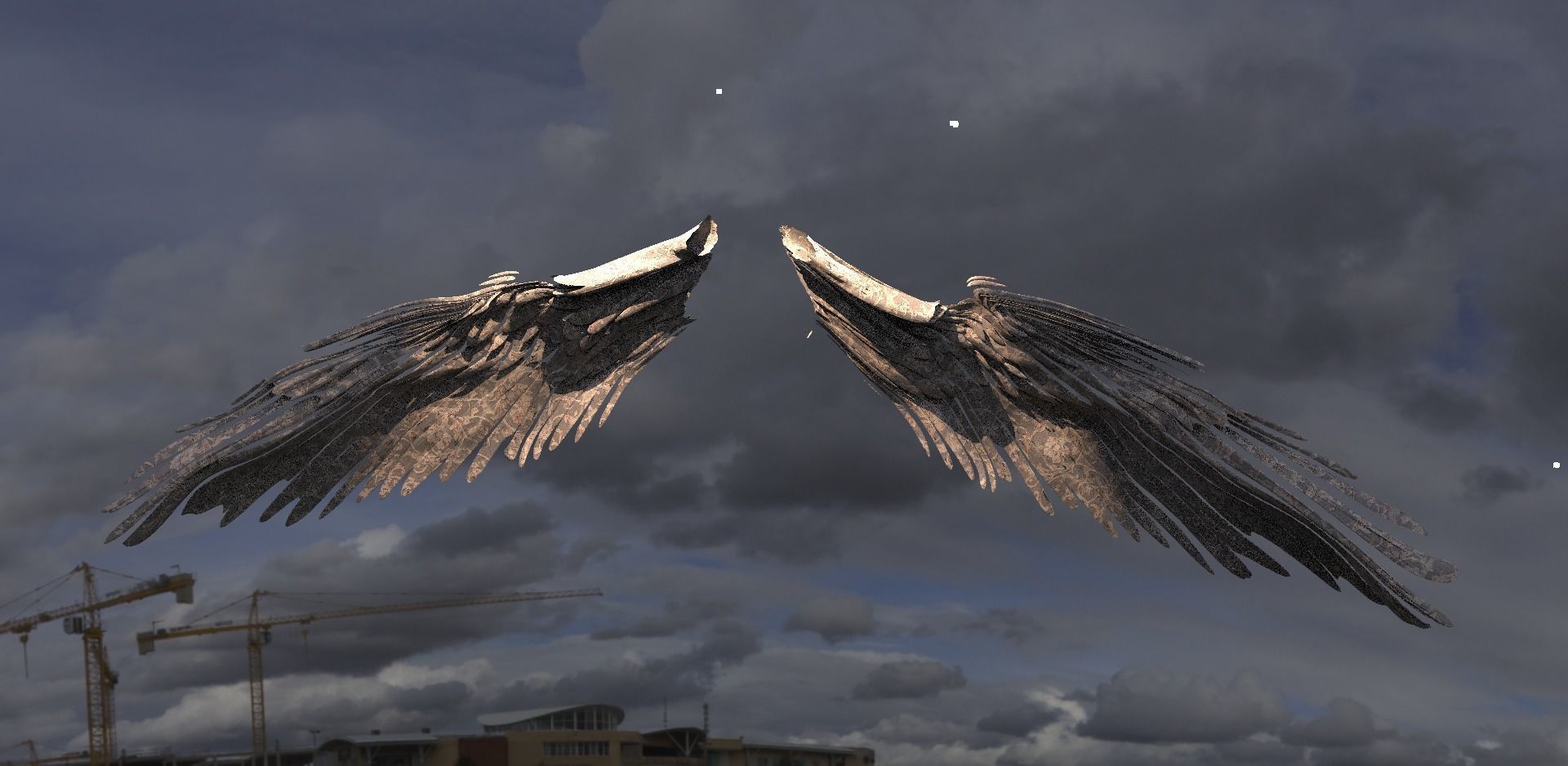 Holy Angel wings Long with UVs 3D model_1